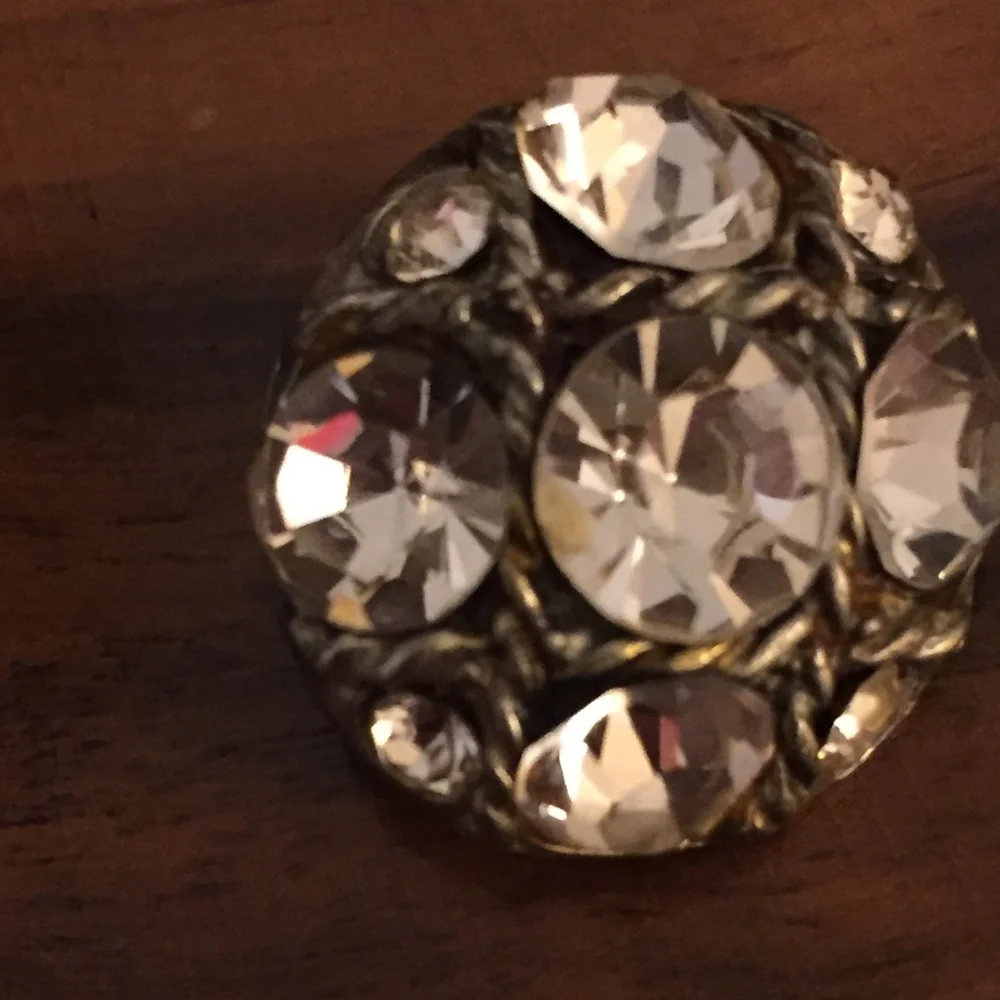 Vintage 50s Rhinestone Metal Buttons Lot of 12 Large Round Sewing Craft 13/16
